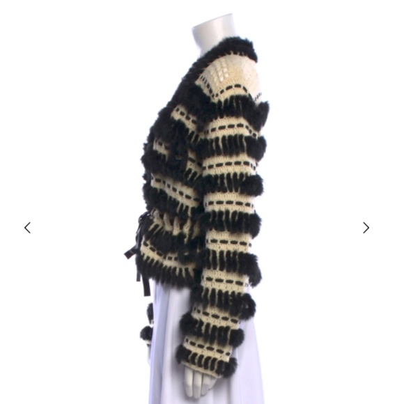 JUST CAVALLI WOMENS RABBIT HAIR WOOL BLEND OPEN KNIT CARDIGAN SWEATER SZ SMALL - Picture 3 of 11